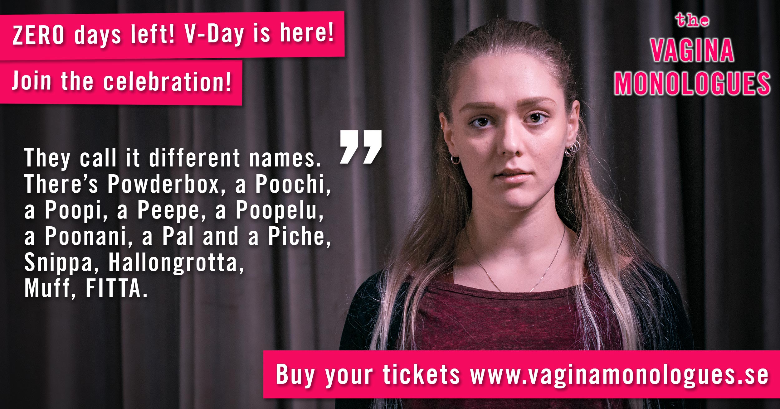 Sara is performing at The Vagina Monologues on 6th March 2020. Buy tickets at vaginamonologues.se!